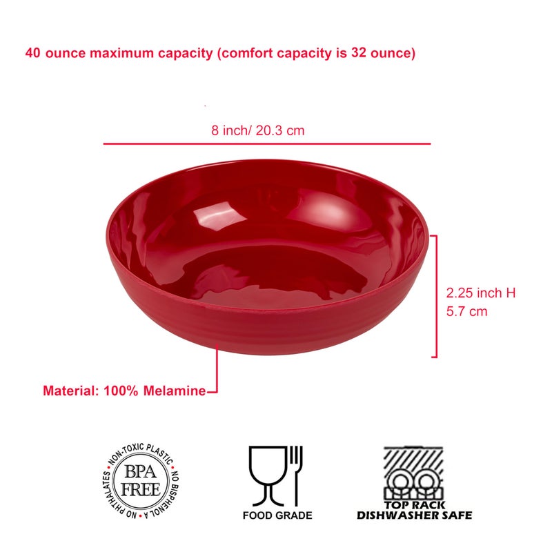 KX-WARE 8-inch Melamine Bowls, 40-ounce Salad/Pasta/Dinner Bowls, set of 6 Multicolor - Image 2