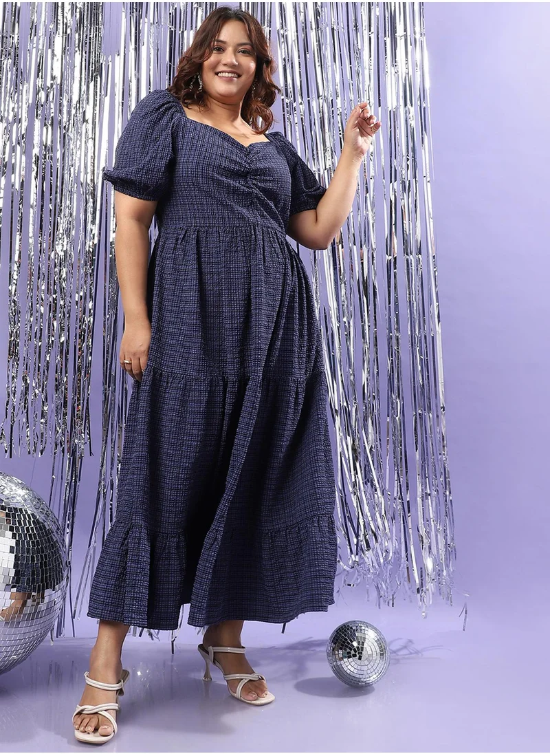 انستافاب بلس Women's Navy Blue Three-Tier Dress