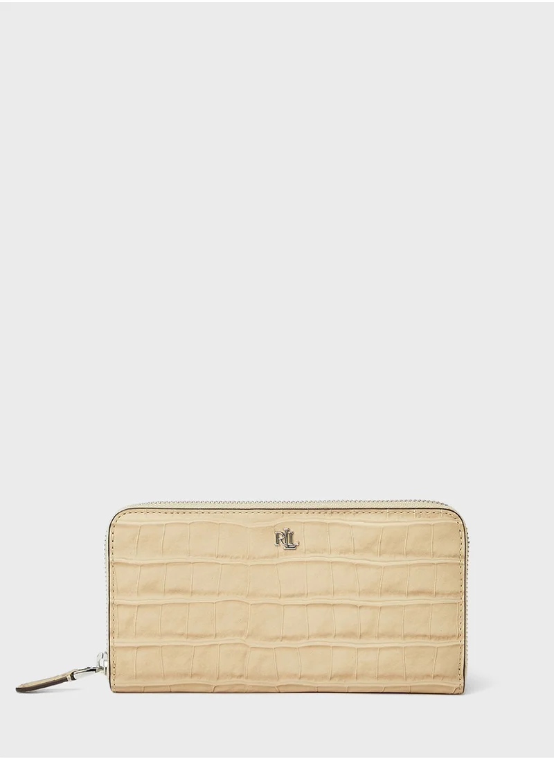 Lauren Ralph Lauren Matte Croc Embossed Zip Around Wallet