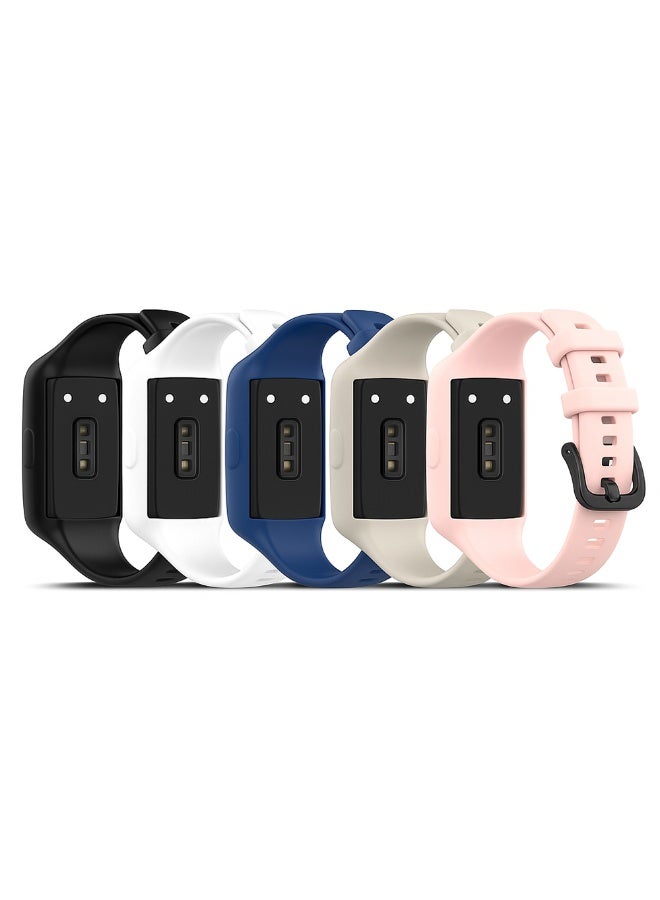 O Ozone (Pack of 5) Silicone Straps Compatible with Huawei Band 10 |Huawei Band 9 | 8 Watch Strap 360 Degree Protection, Breathable Sport Replacement Strap with Metal Clasp for Men Women - Multicolor - Image 1