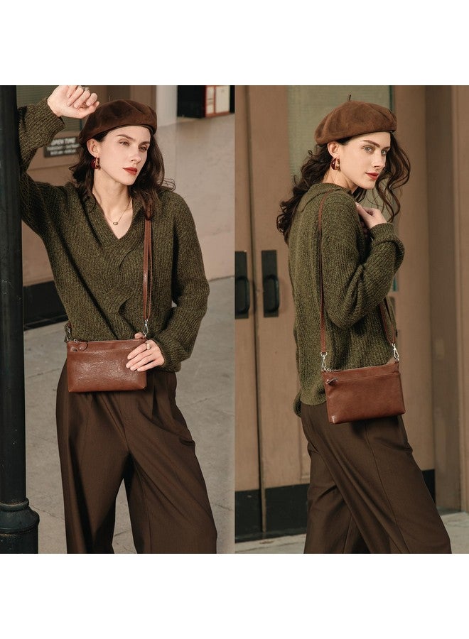 befen Leather Wristlet Wallets for Women, RFID Blocking Small Crossbody Bags, Women Leather Purses Handbags Shoulder Bag Trendy Clutch Purse with Adjustable Shoulder Strap and Wrist Strap, Brown - Image 2