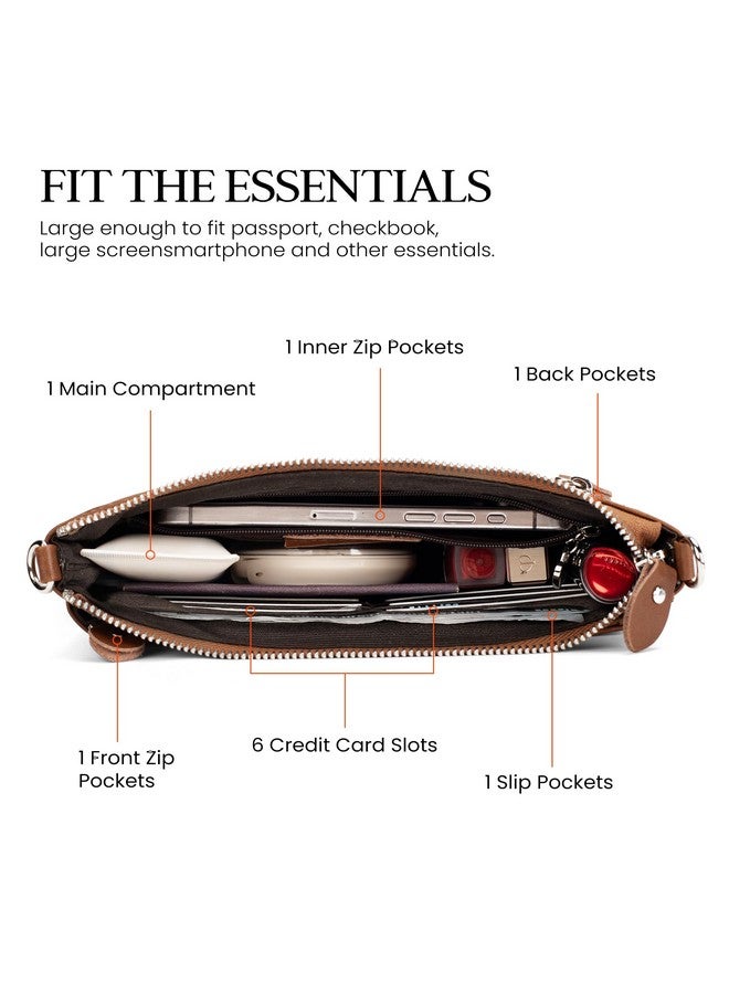 befen Leather Wristlet Wallets for Women, RFID Blocking Small Crossbody Bags, Women Leather Purses Handbags Shoulder Bag Trendy Clutch Purse with Adjustable Shoulder Strap and Wrist Strap, Brown - Image 3