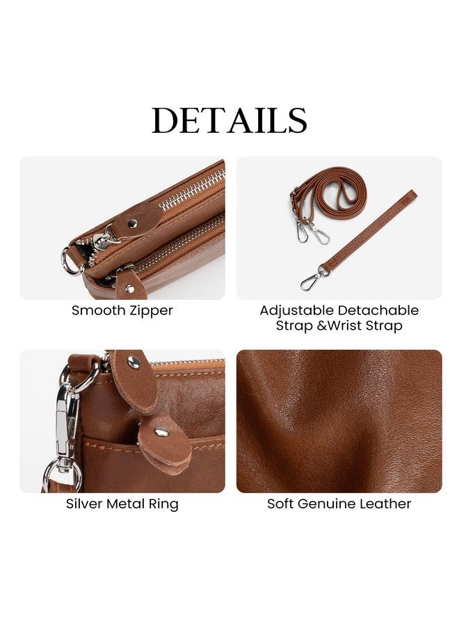 befen Leather Wristlet Wallets for Women, RFID Blocking Small Crossbody Bags, Women Leather Purses Handbags Shoulder Bag Trendy Clutch Purse with Adjustable Shoulder Strap and Wrist Strap, Brown - Image 4