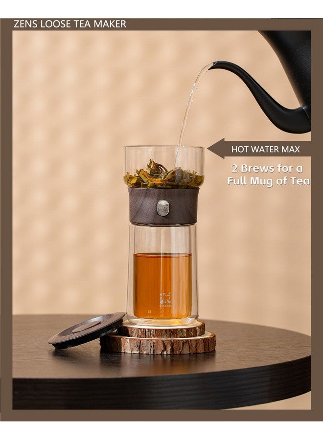 ZENS Novelty Smart One Touch Tea Maker, Small Glass Teapot Stainers for Loose Tea Steeper, Solo 3-in-1 Glass Tea Brewer with Insulated Tea Cup for Hot Gongfu Tea with Portable Tea Kits, Tea Gifts - Image 2
