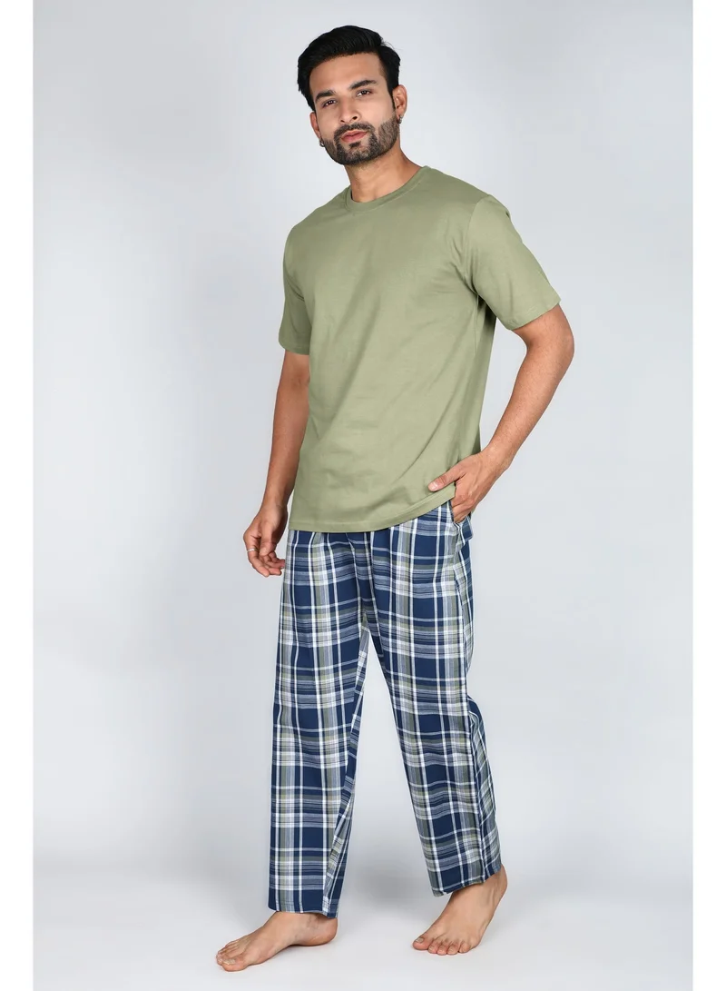 victor and jane Mens - Short sleeve and Woven Pyjama Set