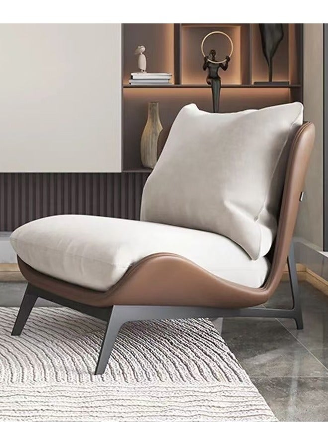 فاشون هوم مجموعة من كرسيين عصريين مبطنين للاسترخاء وظهر مرتفع ومريح ومنخفض الارتفاع مع مسند للقدمين وكرسي فناء وأريكة واسترخاء وكرسي أريكة كسول فردي للشرفة وكرسي خارجي وكرسي عصري مميز وكرسي ترفيهي لغرفة المعيشة 67 × 78 × 75 و55 × 42 × 35 سم (مجمع بالكامل) - Image 2