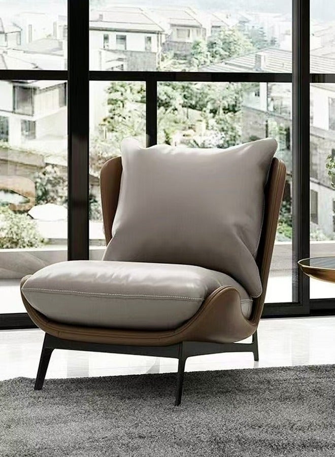 فاشون هوم مجموعة من كرسيين عصريين مبطنين للاسترخاء وظهر مرتفع ومريح ومنخفض الارتفاع مع مسند للقدمين وكرسي فناء وأريكة واسترخاء وكرسي أريكة كسول فردي للشرفة وكرسي خارجي وكرسي عصري مميز وكرسي ترفيهي لغرفة المعيشة 67 × 78 × 75 و55 × 42 × 35 سم (مجمع بالكامل) - Image 4