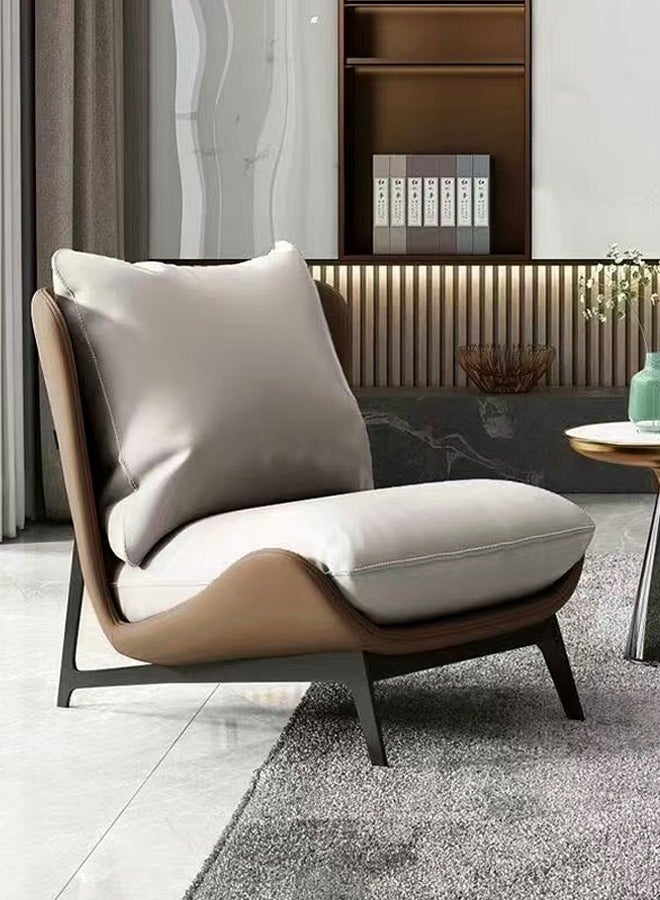 فاشون هوم مجموعة من كرسيين عصريين مبطنين للاسترخاء وظهر مرتفع ومريح ومنخفض الارتفاع مع مسند للقدمين وكرسي فناء وأريكة واسترخاء وكرسي أريكة كسول فردي للشرفة وكرسي خارجي وكرسي عصري مميز وكرسي ترفيهي لغرفة المعيشة 67 × 78 × 75 و55 × 42 × 35 سم (مجمع بالكامل) - Image 3