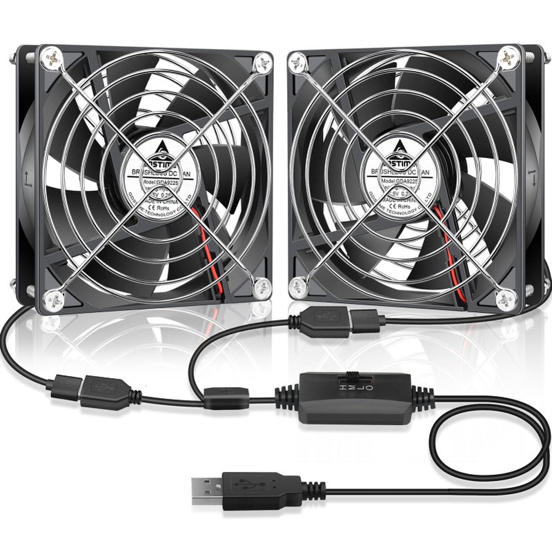 GDSTIME 5V USB 90mm Fan with Speed Control, 92mm x 92mm x 25mm Brushless DC PC Computer Cooling Fan - Image 1