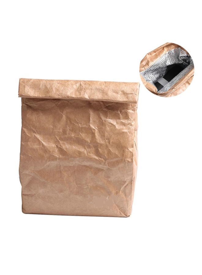 NIBEMINENT Waterproof Insulated Picnic Lunch Bag Beige 20x25x11centimeter - Image 1