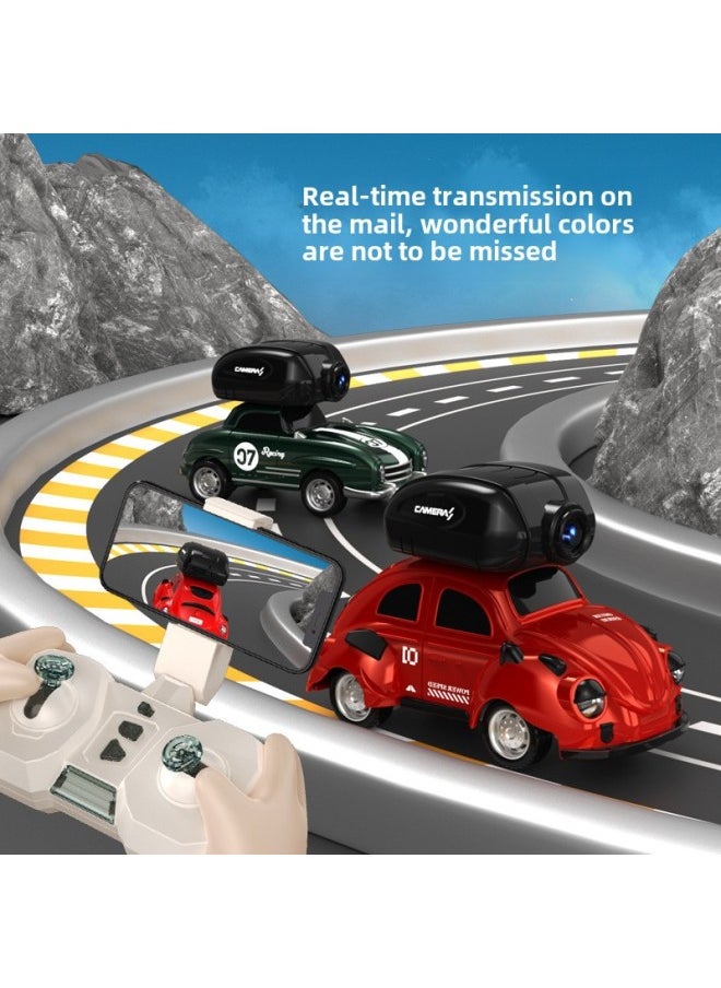 Generic - Direct Mini Remote Control Car RC Four-wheel Drive Climbing Car Toy Collision Vibration Boy Off-road Sports Car Camera-Color: Vintage Beetle (with Camera Version) - Image 1