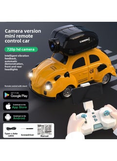 Direct Mini Remote Control Car RC Four-wheel Drive Climbing Car Toy Collision Vibration Boy Off-road Sports Car Camera-Color: Vintage Beetle (with Camera Version)