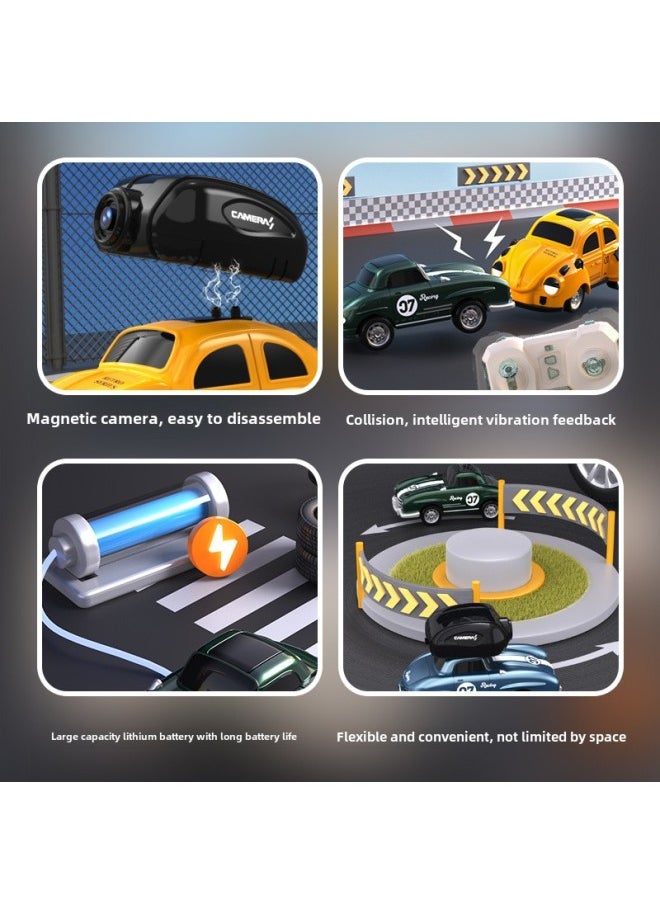 Generic - Direct Mini Remote Control Car RC Four-wheel Drive Climbing Car Toy Collision Vibration Boy Off-road Sports Car Camera-Color: Vintage Beetle (with Camera Version) - Image 1