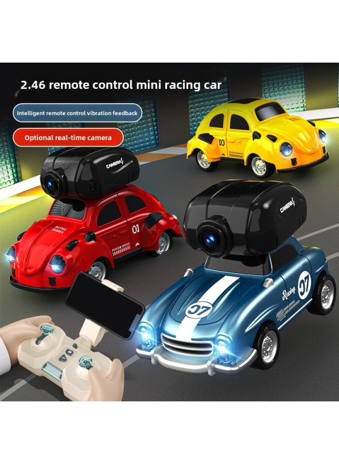Generic - Direct Mini Remote Control Car RC Four-wheel Drive Climbing Car Toy Collision Vibration Boy Off-road Sports Car Camera-Color: Vintage Beetle (with Camera Version) - Image 1