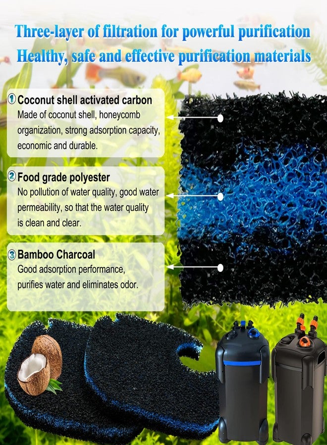 ShuRex 6 Pack Replacement Cotton White Floss and Activated Carbon Sponge Bio Filter Pads Refill for AMOSIJOY Aquarium Canister Filter, Compatible with PONDFORSE Canister Filter (Small for 172/225/265GPH) - Image 2