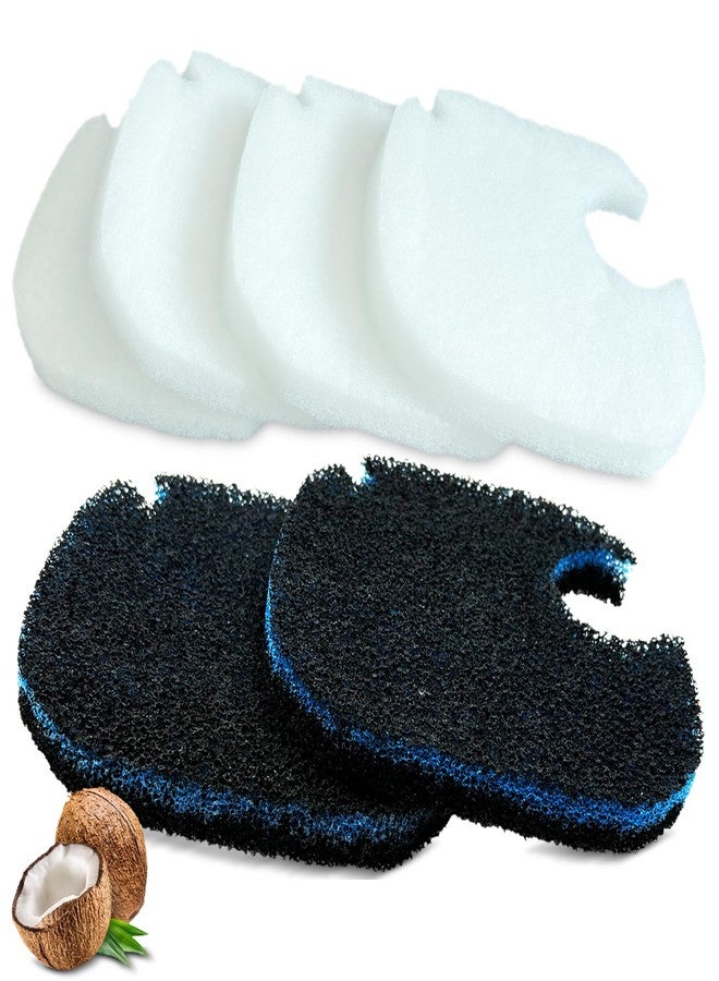 ShuRex 6 Pack Replacement Cotton White Floss and Activated Carbon Sponge Bio Filter Pads Refill for AMOSIJOY Aquarium Canister Filter, Compatible with PONDFORSE Canister Filter (Small for 172/225/265GPH) - Image 1