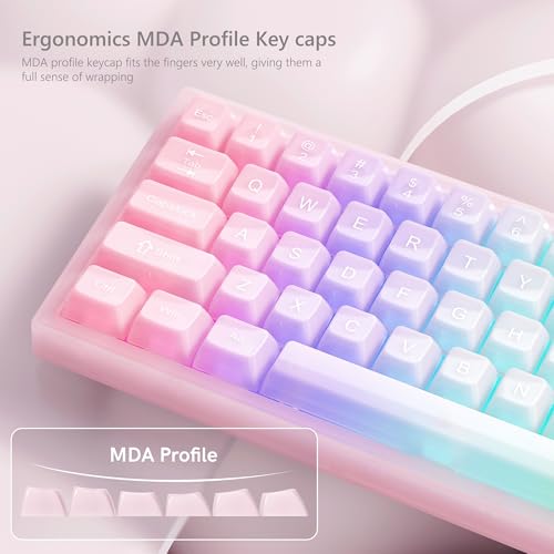 Womier Keyboard Keycaps Jelly, Clear Cute Keycaps, Transparent Pink Custom Key Cap 60 65 75 100 Percent for Cherry MX, Kailh, Outemu, Gateron Mechanical Keyboards(MDA Profile) - Image 4