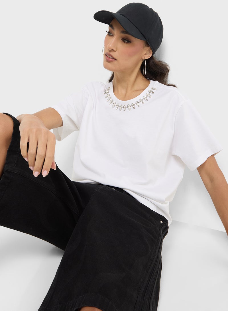 ONLY Embellished Crew Neck Top  - Image 1