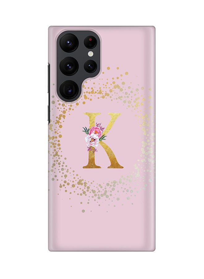 Stylizedd Monogram Slim Cover for Samsung Galaxy S22 Ultra 5G Case Custom Initials Letter Floral Pattern Snap Series Mobile Cover Matte Alphabet  - K (Pink) - Image 1