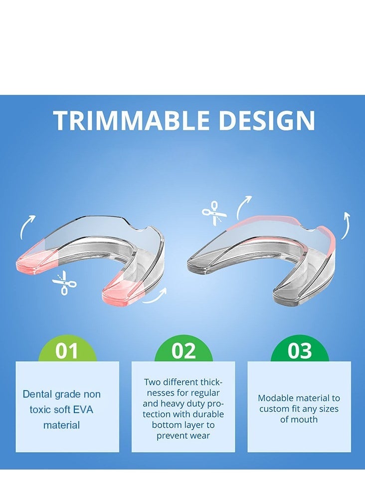 8 Pcs 2 Sizes Mouth Guard for Teeth Grinding Clenching Teeth at Night Upgraded Moldable Mouth Guards Stops Bruxism and Teeth Clenching 2 Sizes with Two Travel Cases Dental Care Night Guards