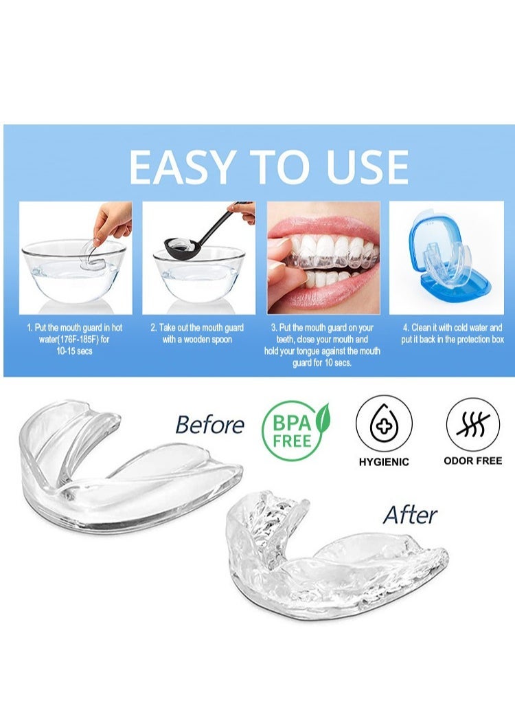 8 Pcs 2 Sizes Mouth Guard for Teeth Grinding Clenching Teeth at Night Upgraded Moldable Mouth Guards Stops Bruxism and Teeth Clenching 2 Sizes with Two Travel Cases Dental Care Night Guards