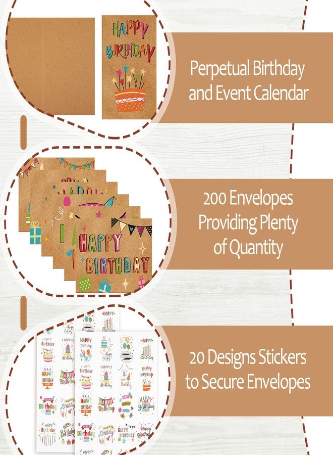 Lemosae 200 Set Unique Happy Birthday Card Bulk with Envelope and Sticker Blank Greeting Card Large 5 x 7 Inch Suitable for Office Kids Women Men, 20 Styles(Retro Style) - Image 3