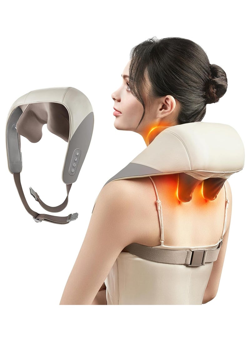 FARROBIZZ Mini Shiatsu Neck Massager, Shoulder Neck Massager with Heat for Pain Relief Deep Tissue, Neck, Back, Shoulder, Leg Electric Kneading Massager, Perfect Gifts for Men Women Dad Mom (Grey) - Image 1