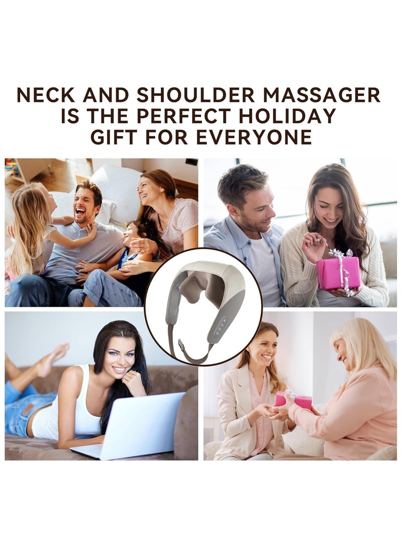FARROBIZZ Mini Shiatsu Neck Massager, Shoulder Neck Massager with Heat for Pain Relief Deep Tissue, Neck, Back, Shoulder, Leg Electric Kneading Massager, Perfect Gifts for Men Women Dad Mom (Grey) - Image 4
