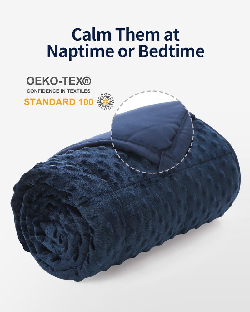 Mr. Sandman Weighted Blanket 3LBS 36 x 48 Inches  Minky Dots Heavy Blanket with Glass Beads  Soft and Cooling for School and Home  Navy Blue - Image 2