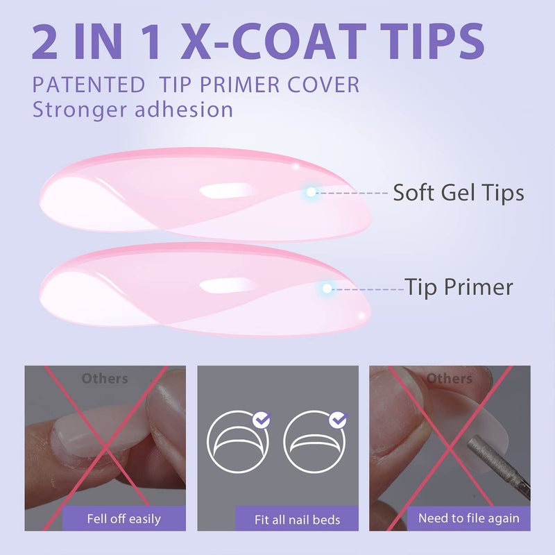 BTArtbox XCOATTIPS Natural Nail Tips - Medium Almond Press On Nails Pink, Long Lasting Soft Gel Nails False Nail, Soak Off Acrylic Fake Nails Extensions for Nail Art DIY Women - Image 3