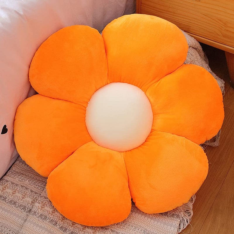 lannery lannery Flower Plush Throw Pillows  Flower Floor Pillow Seating Cushion Toy for Reading  Room  Watching TV (19.7""  Orange)  - Image 2