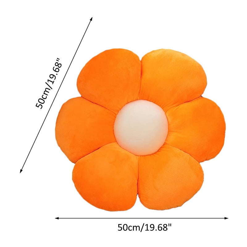 lannery lannery Flower Plush Throw Pillows  Flower Floor Pillow Seating Cushion Toy for Reading  Room  Watching TV (19.7""  Orange)  - Image 4