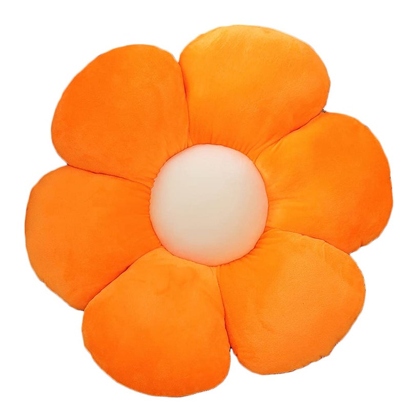 lannery lannery Flower Plush Throw Pillows  Flower Floor Pillow Seating Cushion Toy for Reading  Room  Watching TV (19.7""  Orange)  - Image 1
