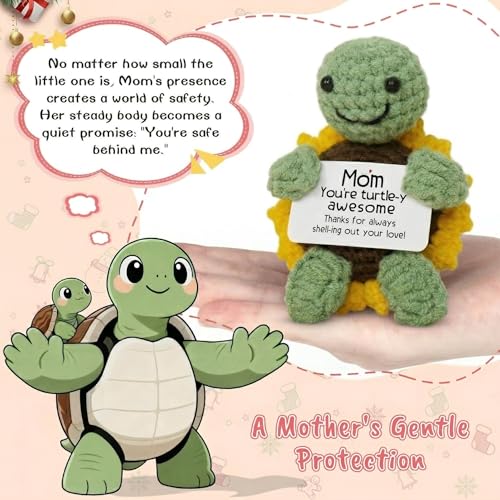OASSIE Gifts for Mom from Daughter Son Handmade Positive Crochet Turtle Sunflower Mothers Day Birthday Gifts for Mom Mother in Law Mama Grandma Emotional Support Crochet - Image 3