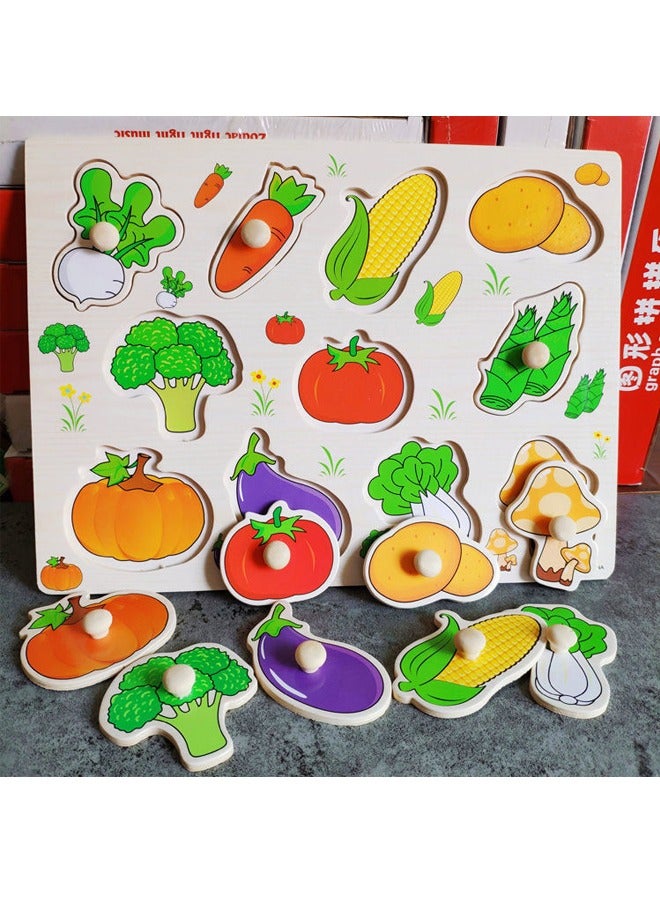 NIBEMINENT Wooden Jigsaw Puzzle for Kids 1-3 Years Old, Toy Puzzles, Wood Games, Gift for Boys and Girls