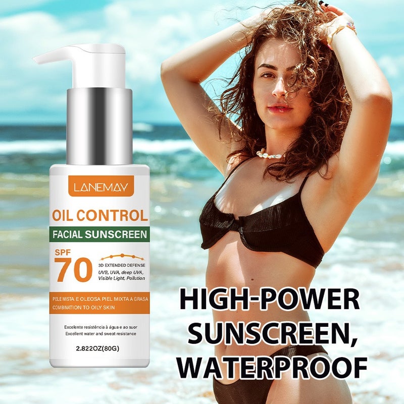 LANEMAY Oil Control Facial Protector 80g SPF70, Waterproof and Sweatproof High-SPF Protective Cream for Combination/Oily Skin - Image 4