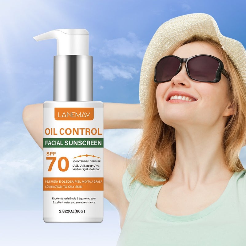 LANEMAY Oil Control Facial Protector 80g SPF70, Waterproof and Sweatproof High-SPF Protective Cream for Combination/Oily Skin - Image 1