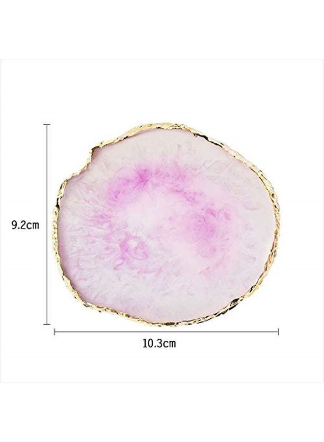 JASSINS Resin Nail Art Palette,Nail Art Painting Mixed Color Palette Gold Edge Nail Gel Color Makeup Display Board(Purple) (Pink+White) - Image 2