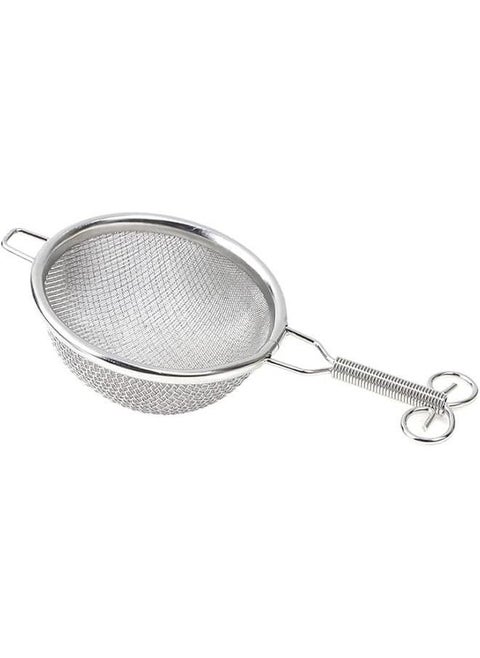 Double Layer Mesh Tea Strainer, Stainless Steel, with Spring Handle (7 CM)