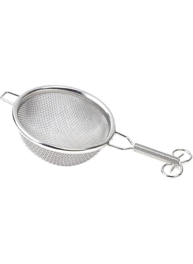 Double Layer Mesh Tea Strainer, Stainless Steel, with Spring Handle (7 CM)