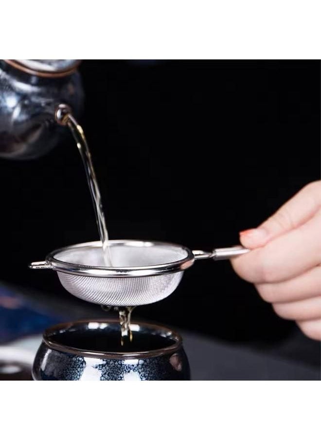 Double Layer Mesh Tea Strainer, Stainless Steel, with Spring Handle (7 CM)