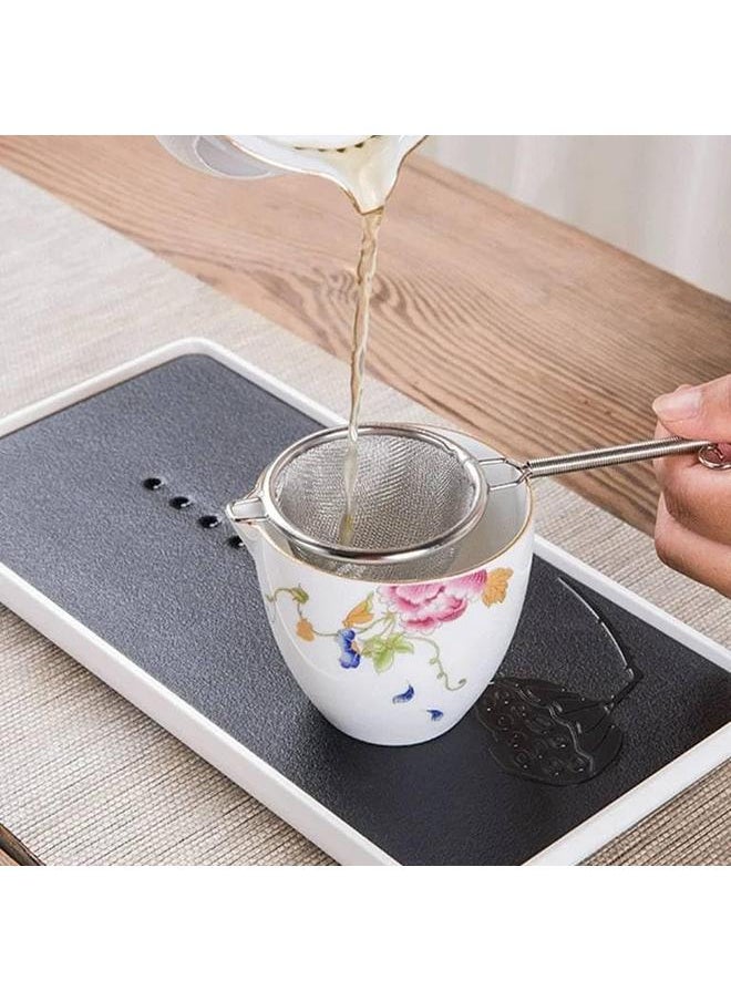 Double Layer Mesh Tea Strainer, Stainless Steel, with Spring Handle (7 CM)
