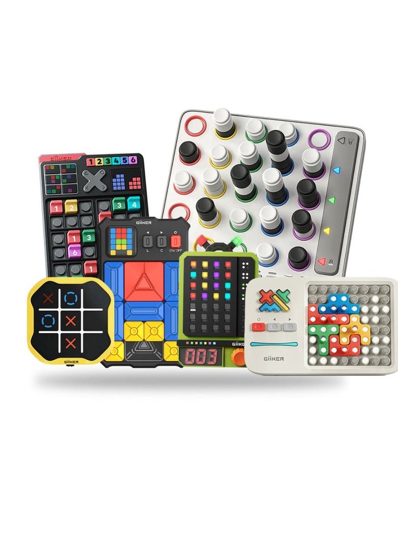 GiiKER Family Bucket Pro 6-in-1 STEM Educational Games Bundle, 4500+ Challenges Brain Teaser Puzzle Toys, Smart Sudoku, Super Slide, Super Blocks, Tic-Tac-Toe, Smart Four & Decoder, Family Travel Games for Kids Teens Adults - Image 1