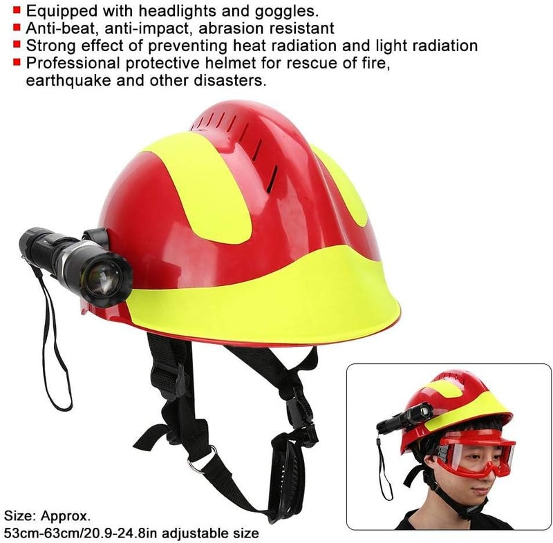 klarako Hard Hat, Professional Rescue Safety Helmets, Anti-Impact Fire Fighter Protection Hard Hat with Headlamp and Goggles (Red) - Image 3