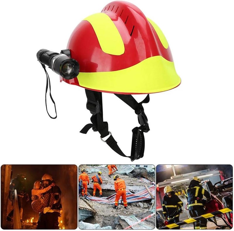 klarako Hard Hat, Professional Rescue Safety Helmets, Anti-Impact Fire Fighter Protection Hard Hat with Headlamp and Goggles (Red) - Image 5