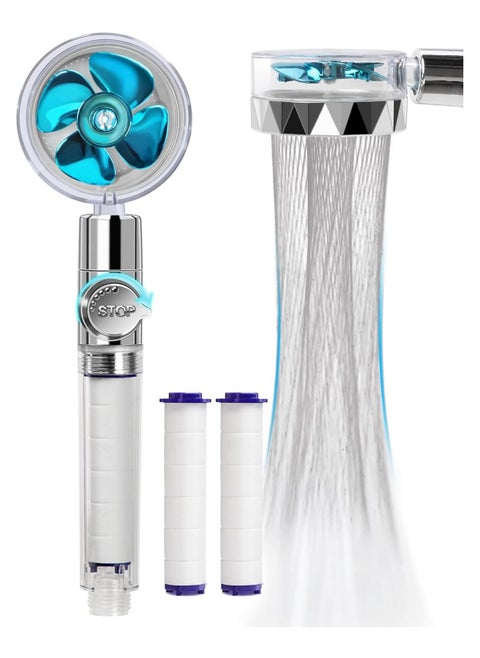High Pressure Shower Heads, Handheld Turbo Fan Shower, Hydro Jet Shower Head Kit with 2 Filters and Pause Switch, Water Softener Shower Head Hydro Shower Jet Head Turbocharged Shower Head.