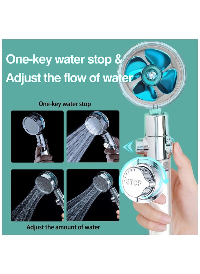 Generic - High Pressure Shower Heads, Handheld Turbo Fan Shower, Hydro Jet Shower Head Kit with 2 Filters and Pause Switch, Water Softener Shower Head Hydro Shower Jet Head Turbocharged Shower Head. - Image 1