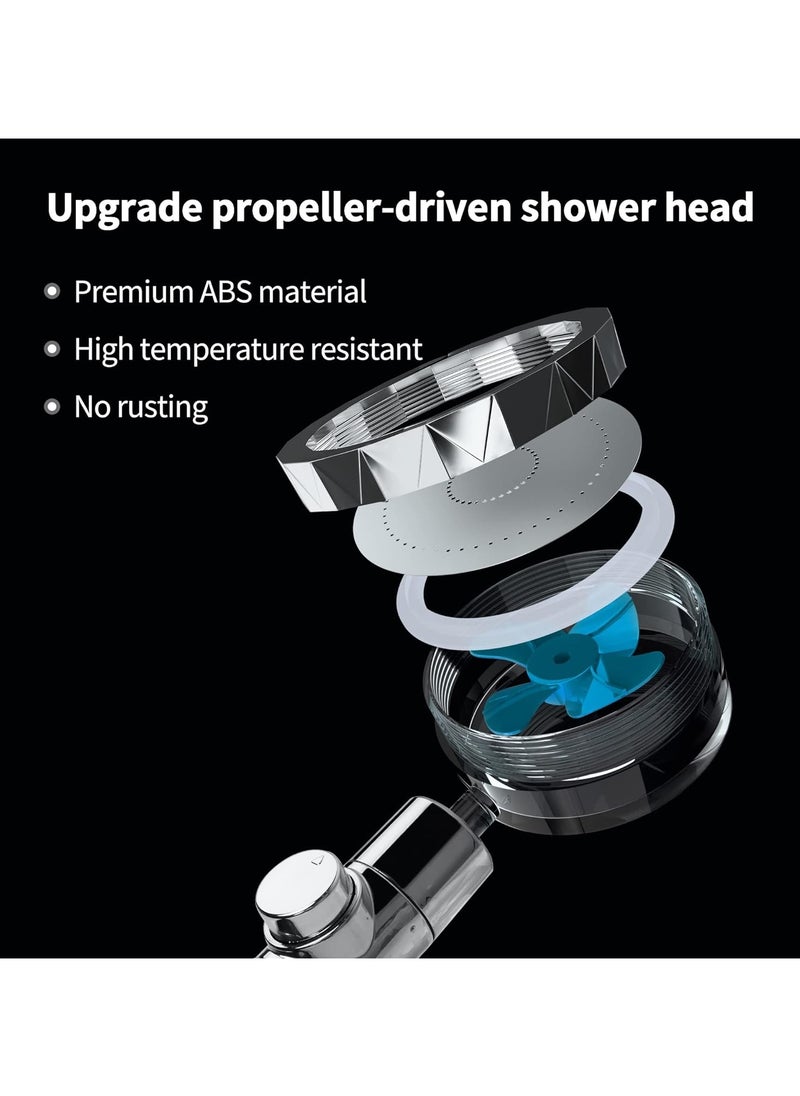 Generic - High Pressure Shower Heads, Handheld Turbo Fan Shower, Hydro Jet Shower Head Kit with 2 Filters and Pause Switch, Water Softener Shower Head Hydro Shower Jet Head Turbocharged Shower Head. - Image 1