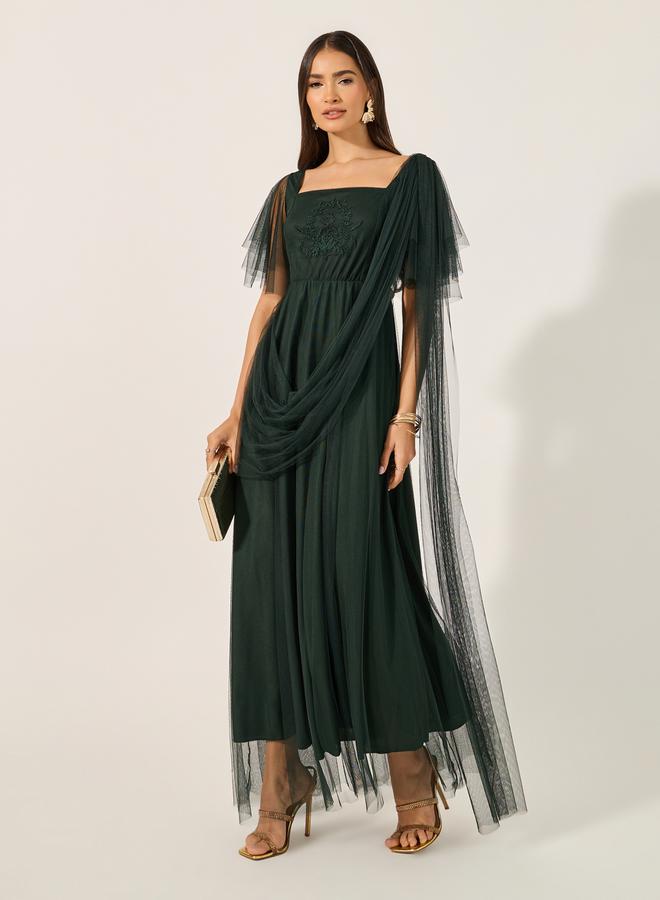 Styli Draped Tulle Maxi Dress  - Image 1