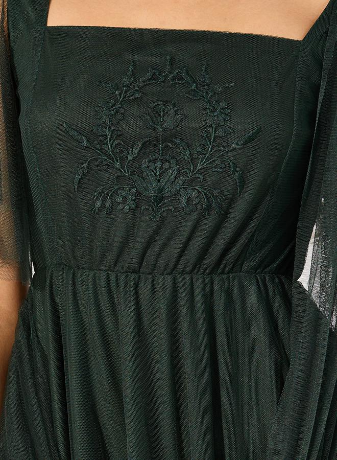 Styli Draped Tulle Maxi Dress  - Image 4